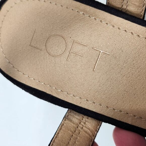 Loft Faux Suede Block Heels Sandal Adjustable Ankle Strap Black Size 7 M - Picture 7 of 12